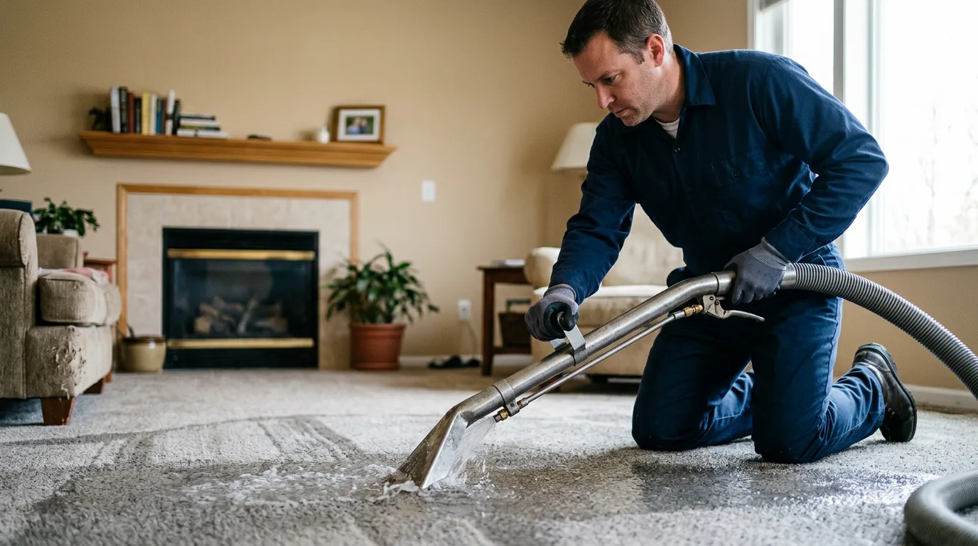 Water damage restoration technician working near Sheridan, MO